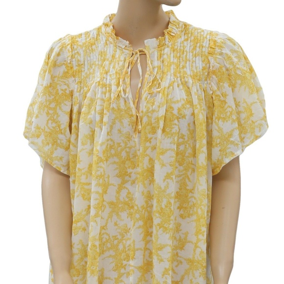 Free People Marigold Printed Floral Lace Dress L - Picture 5 of 8
